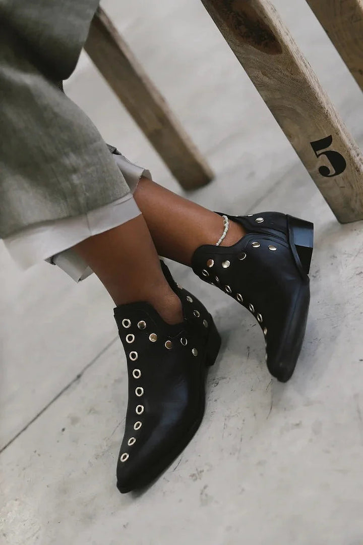 Brenda | Pointed Studded Ankle Boot