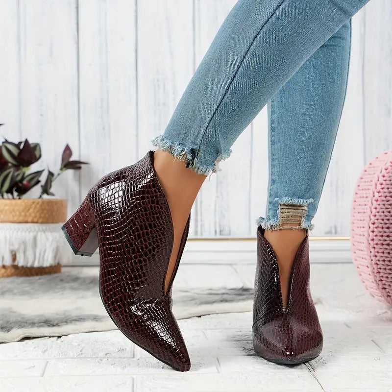 Elara - Textured Ankle Boots