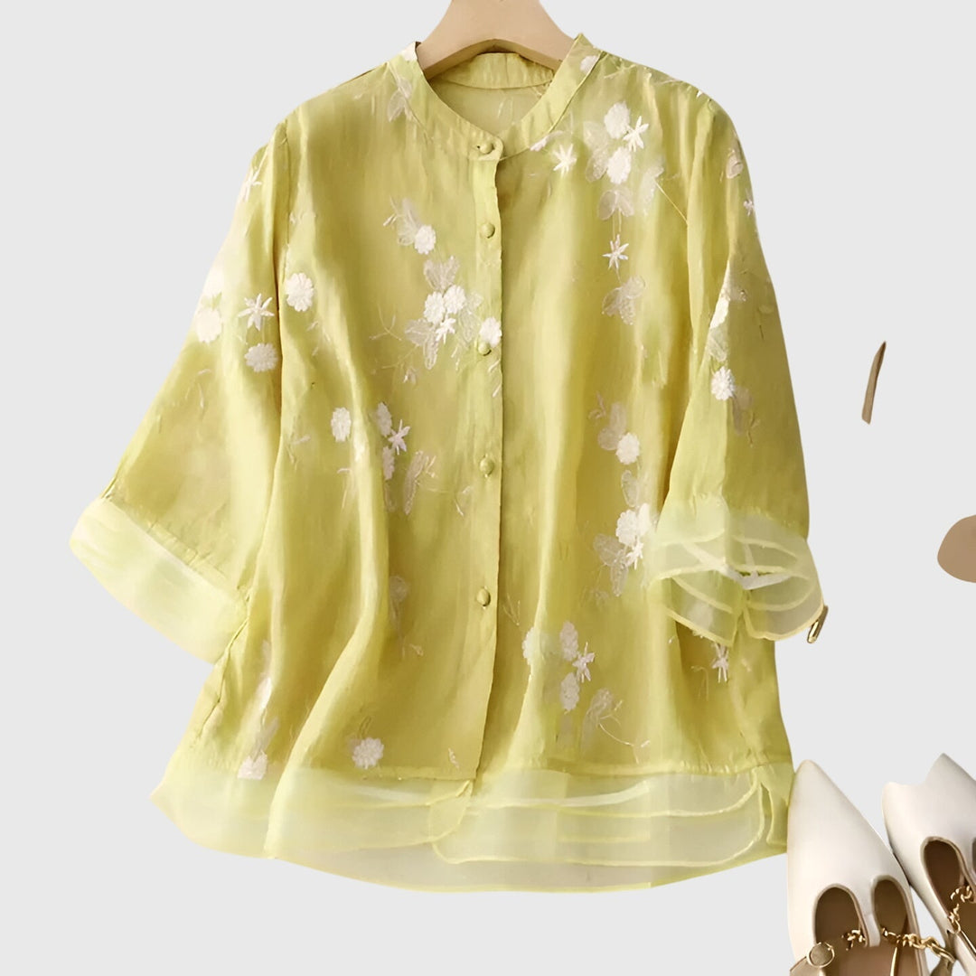 Lucia | Elegant Top with Embroidered Flowers