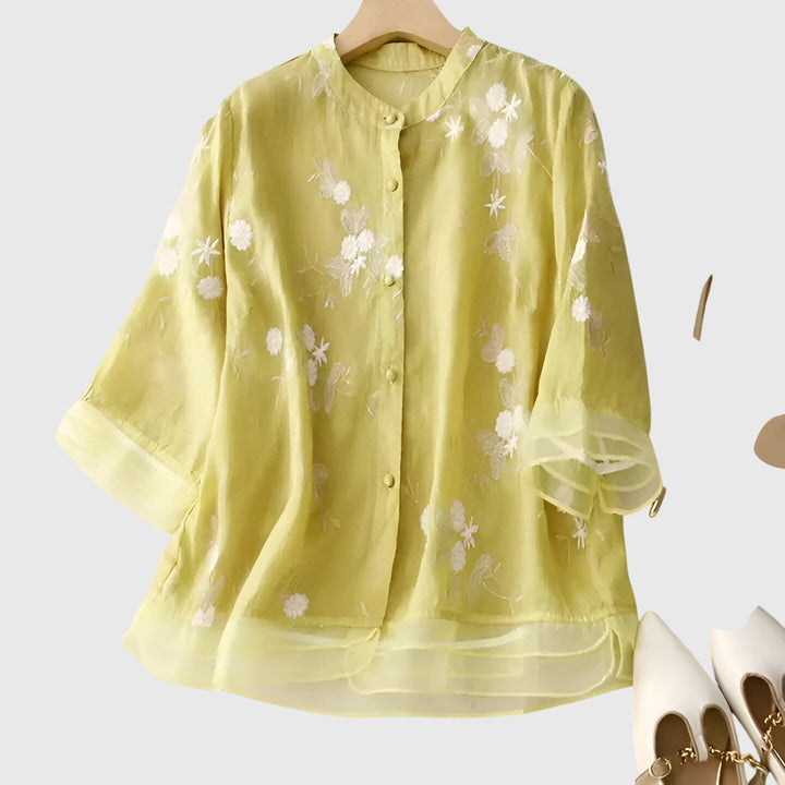 Lucia | Elegant Top with Embroidered Flowers