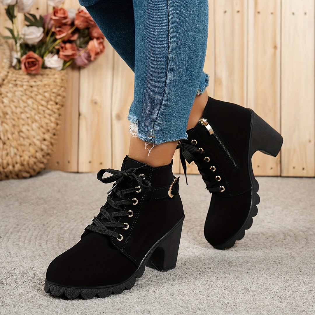 Aria - Lace-Up Heel Boots