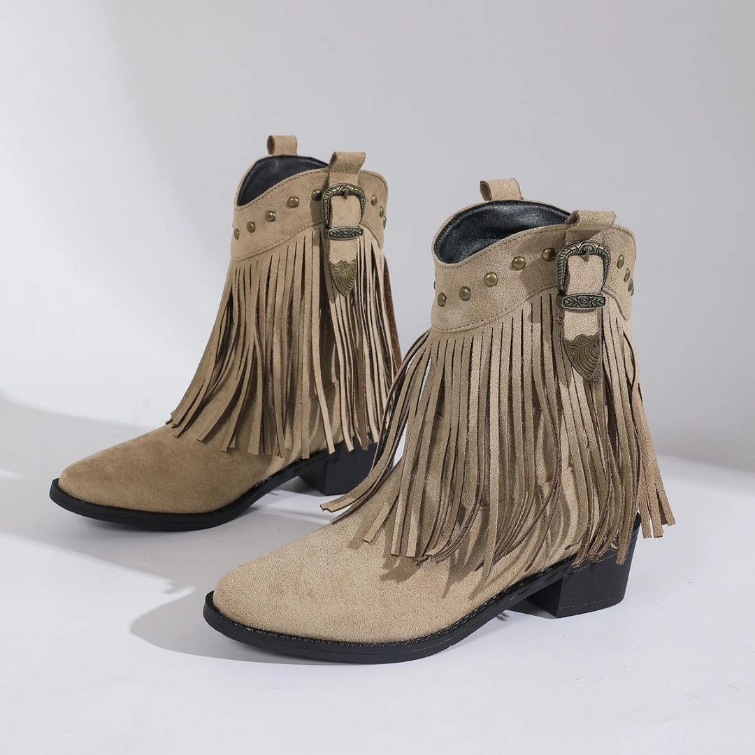 Madonna - Round Tassels Heeled Boots