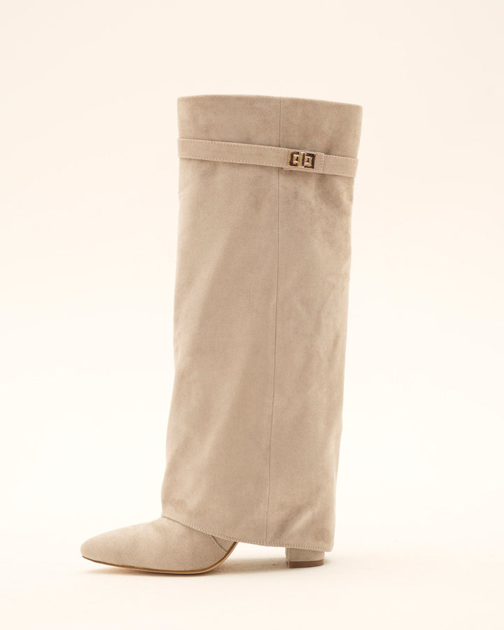 Arabella - Knee-High Suede Boots – Taupe