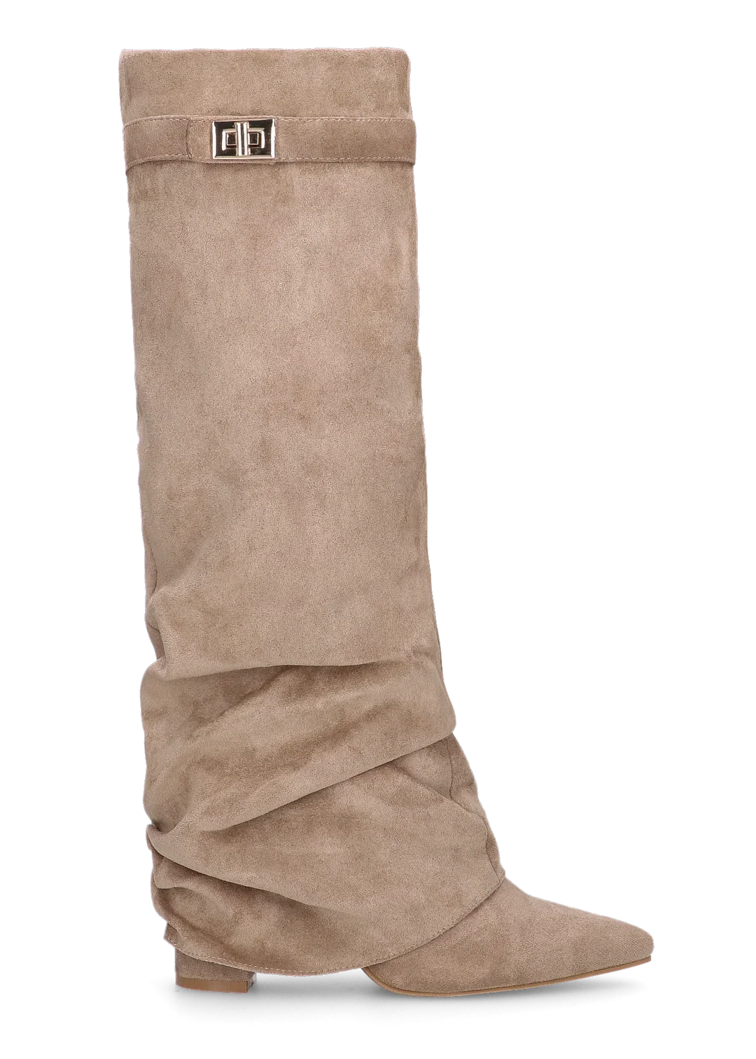 Valentina - Slouchy Knee-High Boots made of Suede - Beige