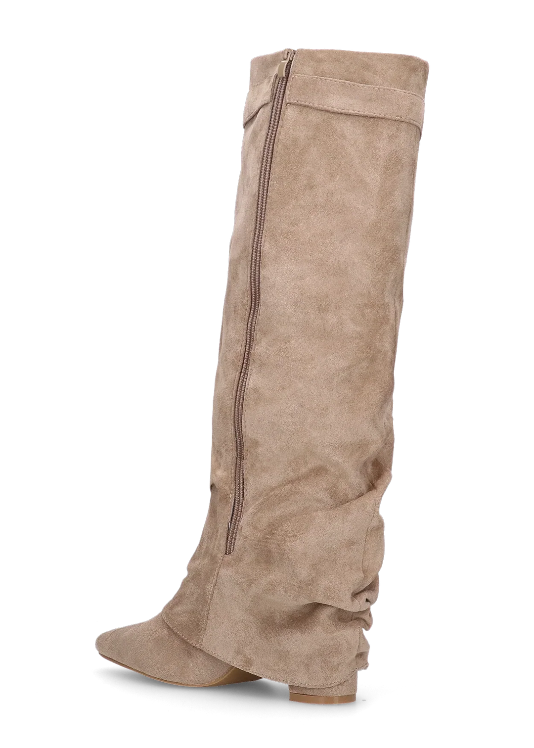 Valentina - Slouchy Knee-High Boots made of Suede - Beige