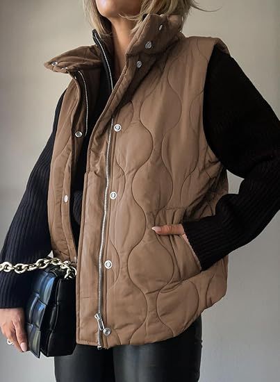 PAMMY™ - Classic Puffer Button Zip Up Collared Vest