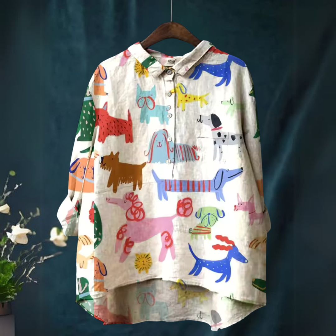 Savannah | Playful Dog Print Shirt