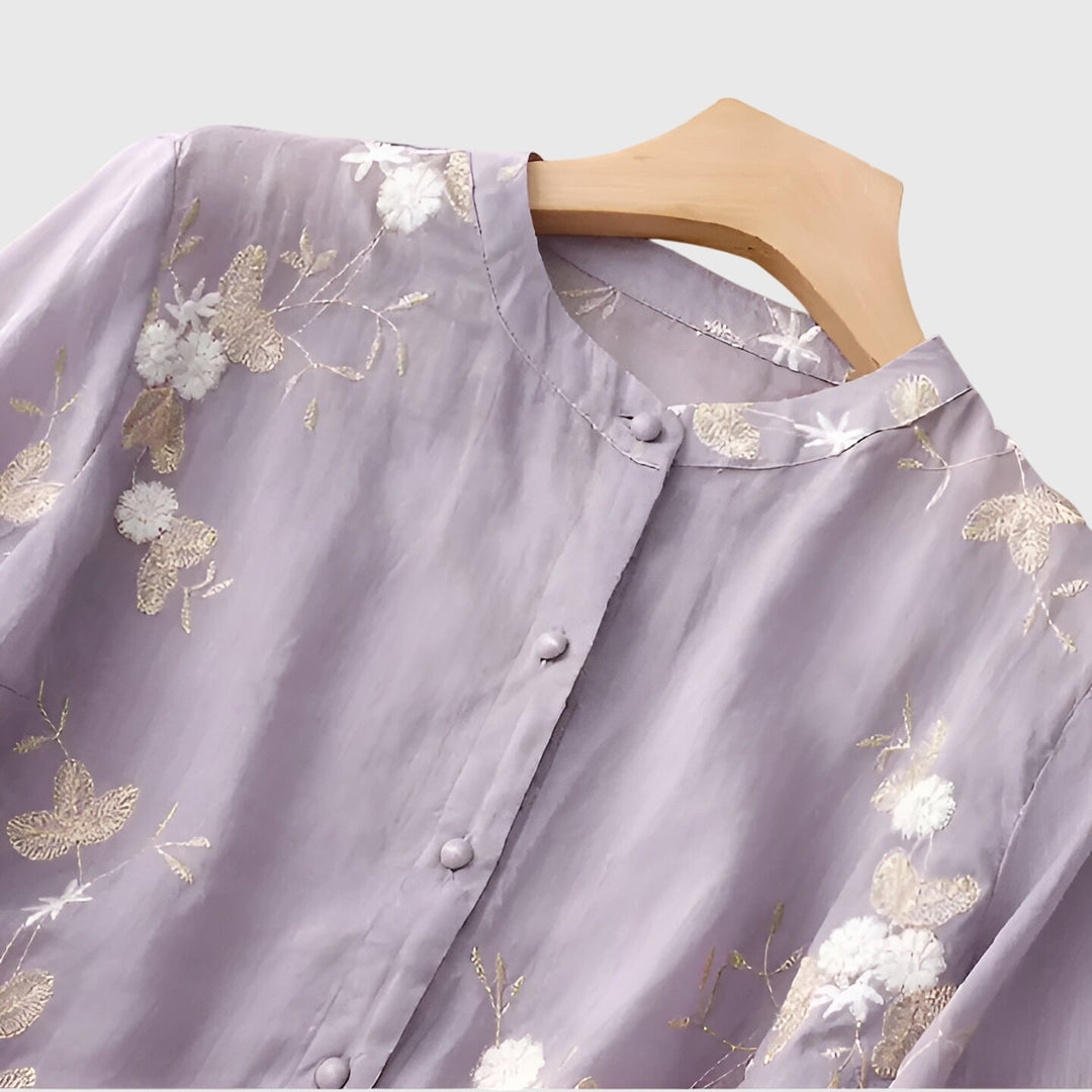 Lucia | Elegant Top with Embroidered Flowers