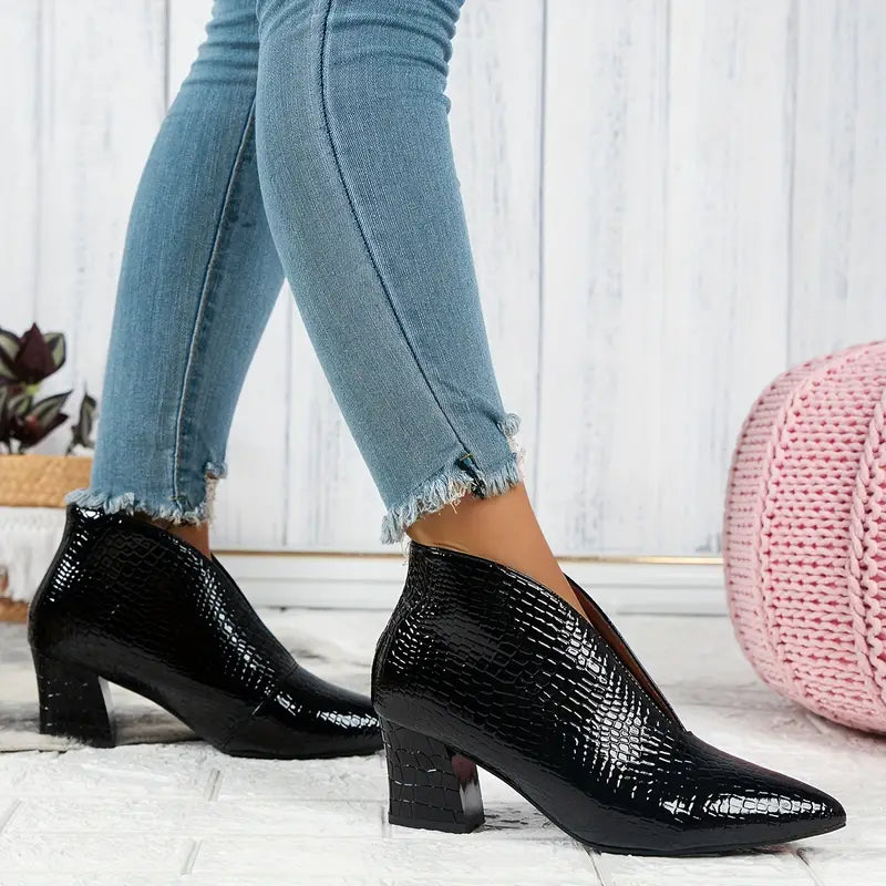 Elara - Textured Ankle Boots