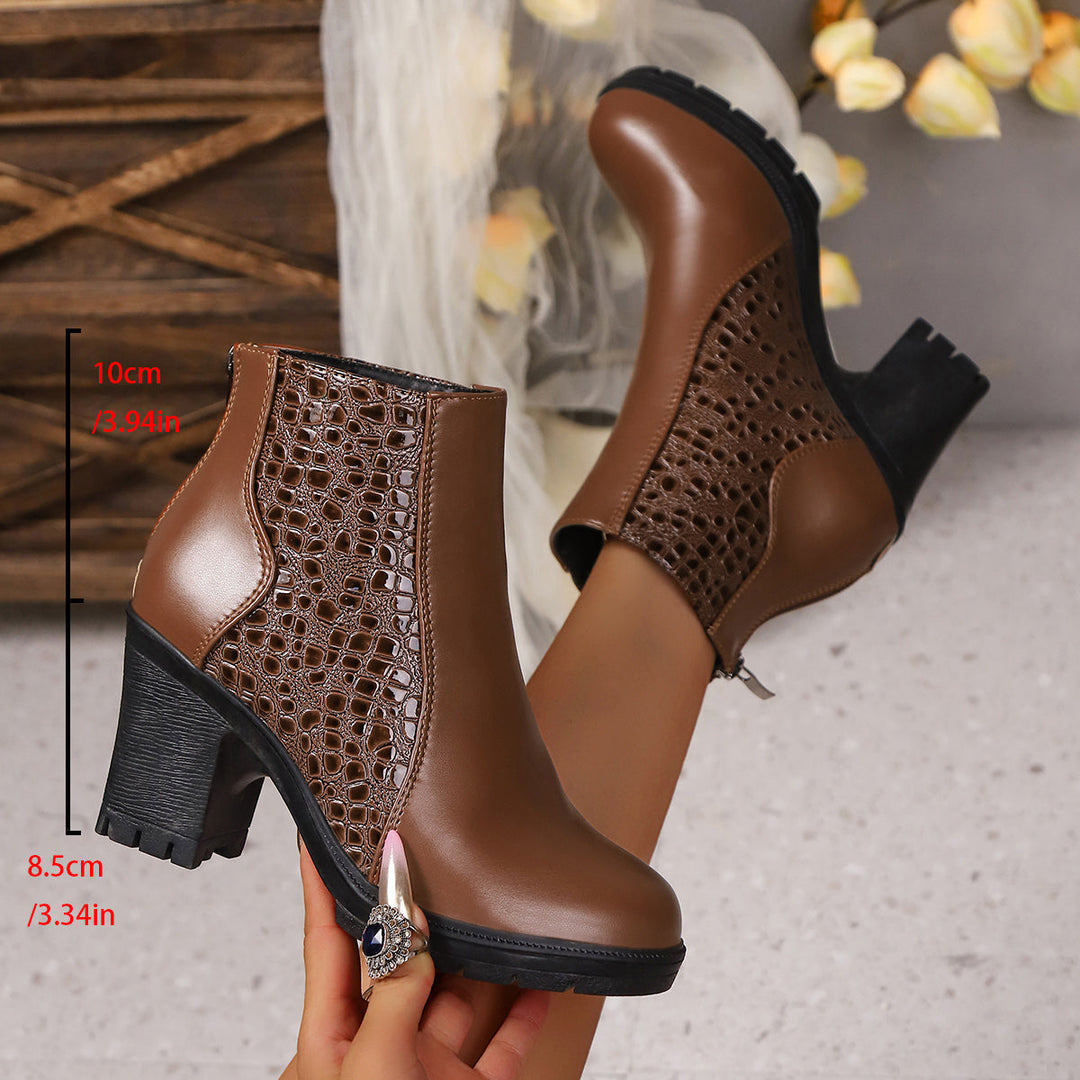Clara Textured Heel Boots – Bold Style, Effortless Comfort