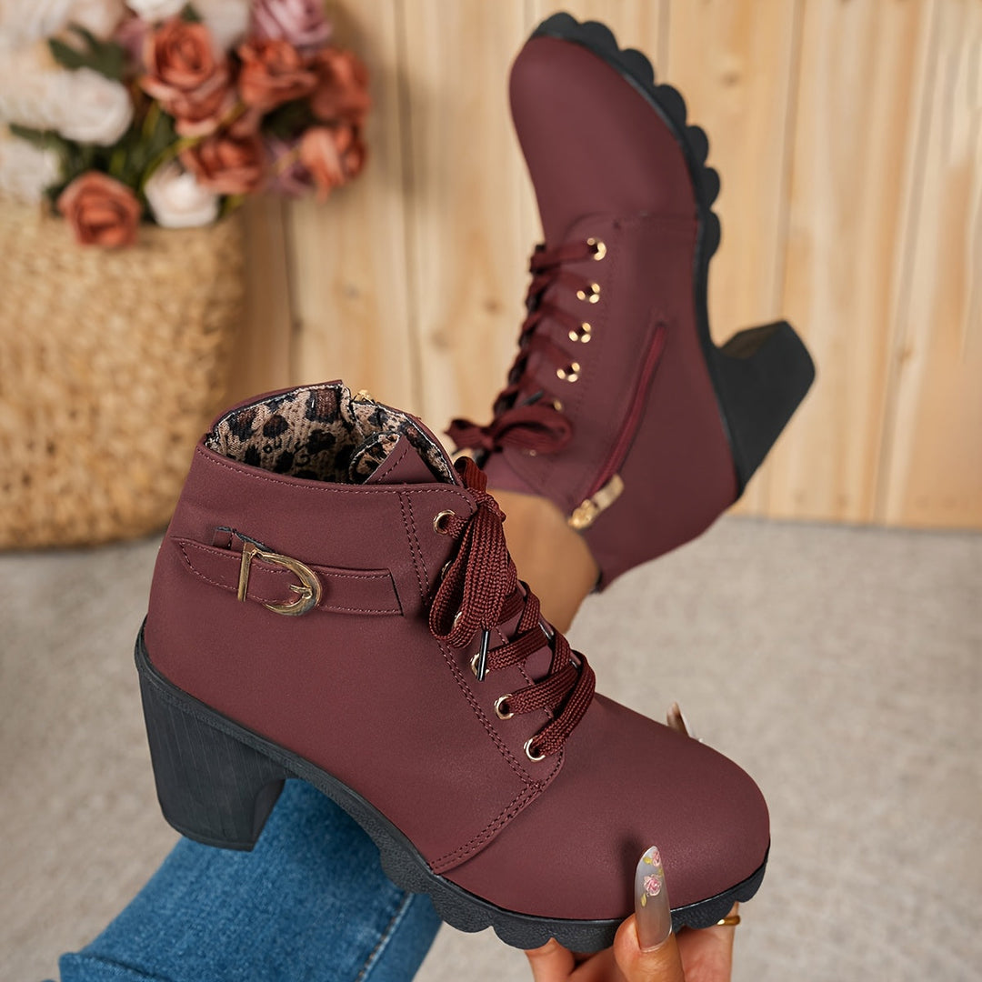 Aria - Lace-Up Heel Boots