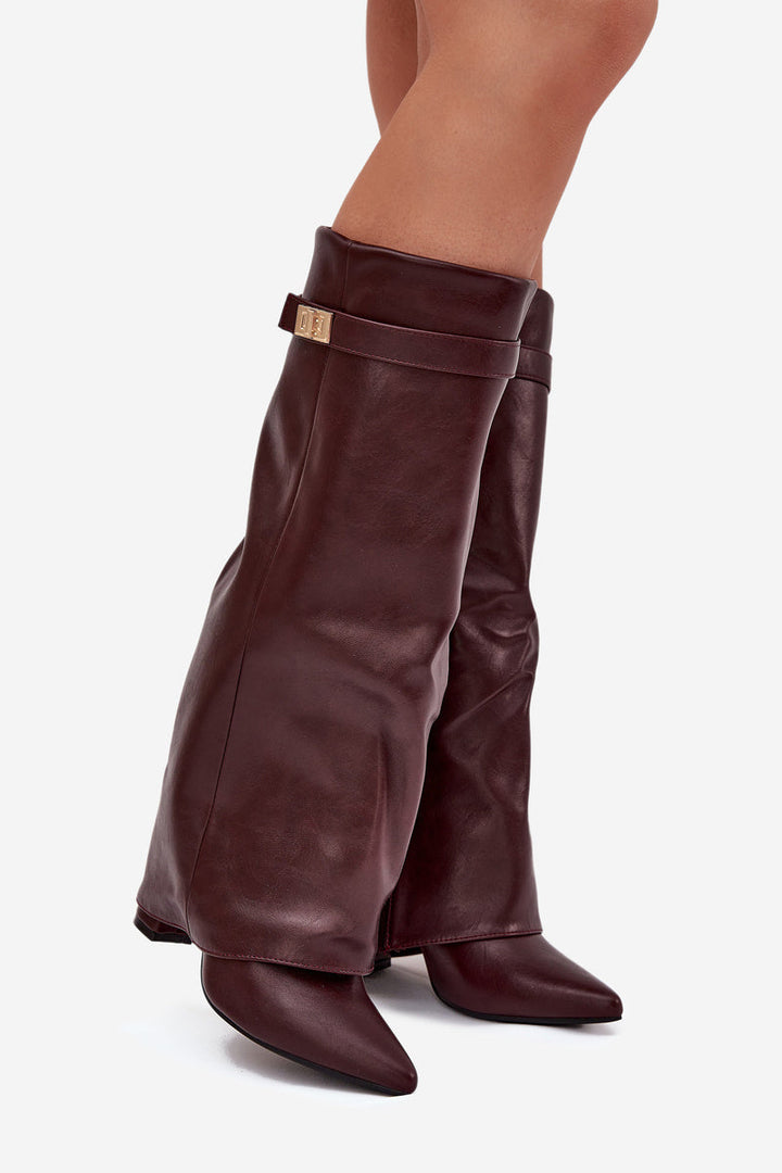 Seraphina - Knee-High Leather Boots - Burgundy