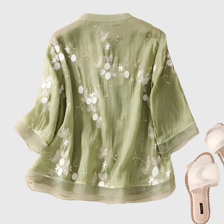 Lucia | Elegant Top with Embroidered Flowers