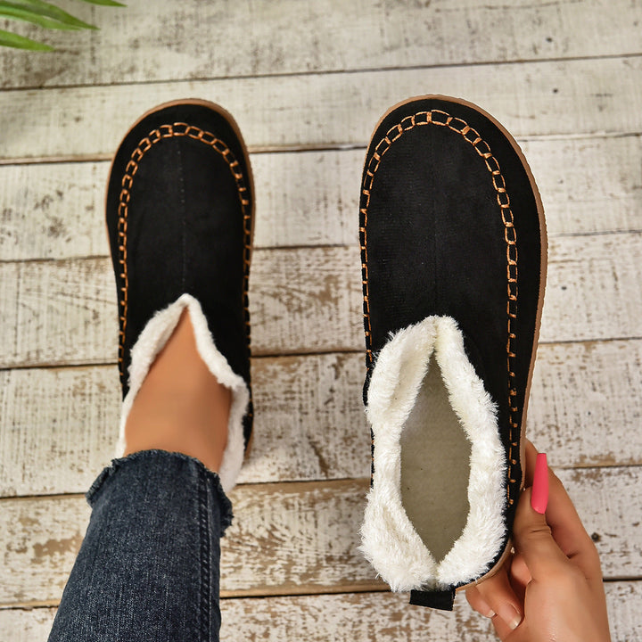 Amanda - Warm Fur Lined Slip-On Ankle Boots