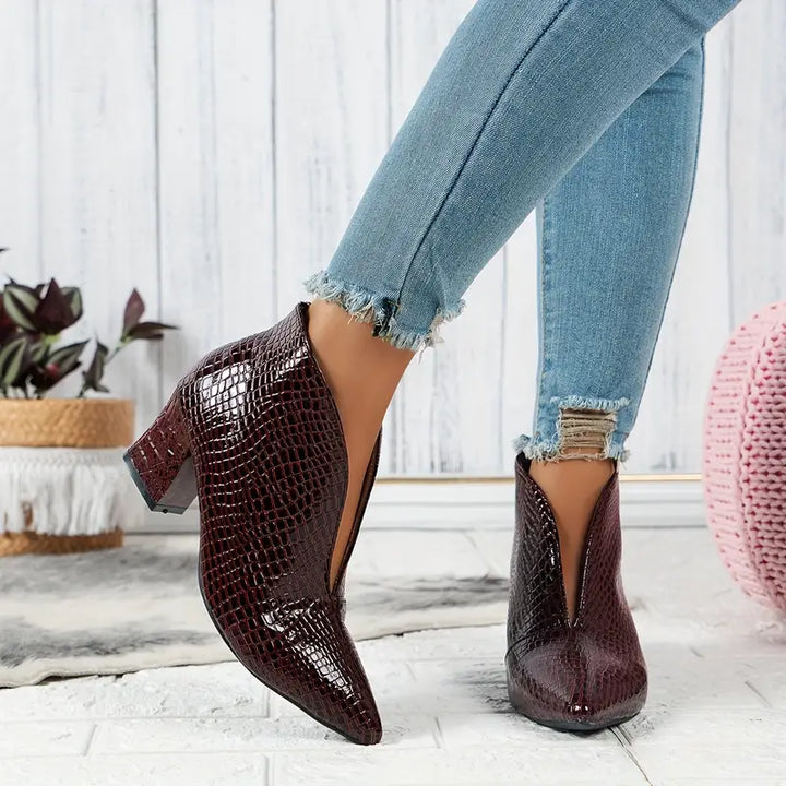 Elara - Textured Ankle Boots