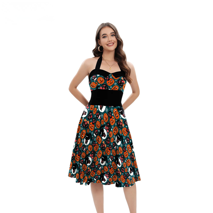 Mariel - Halloween Lace up Printed Dresses