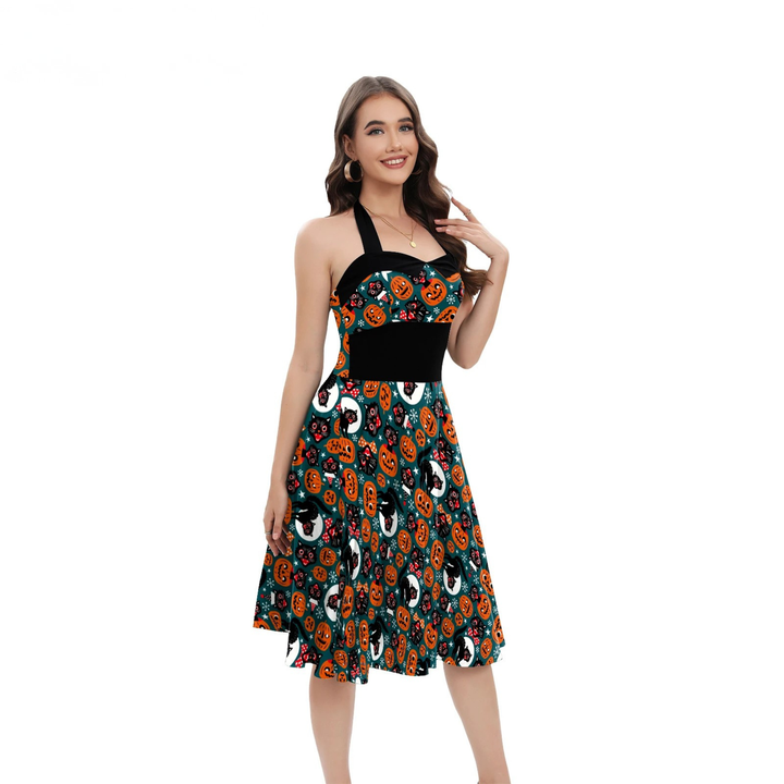 Mariel - Halloween Lace up Printed Dresses
