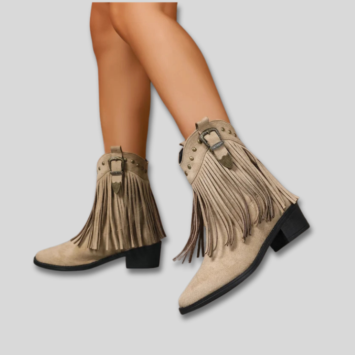 Yvonne - Round Tassels Heeled Boots