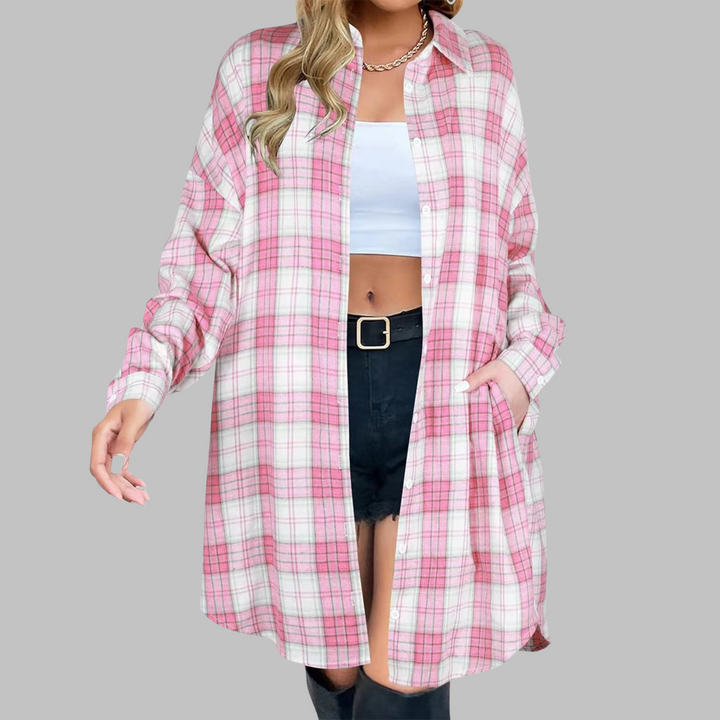 PALOMA™ - Classy Button Down Plaid Long-Sleeve Jacket