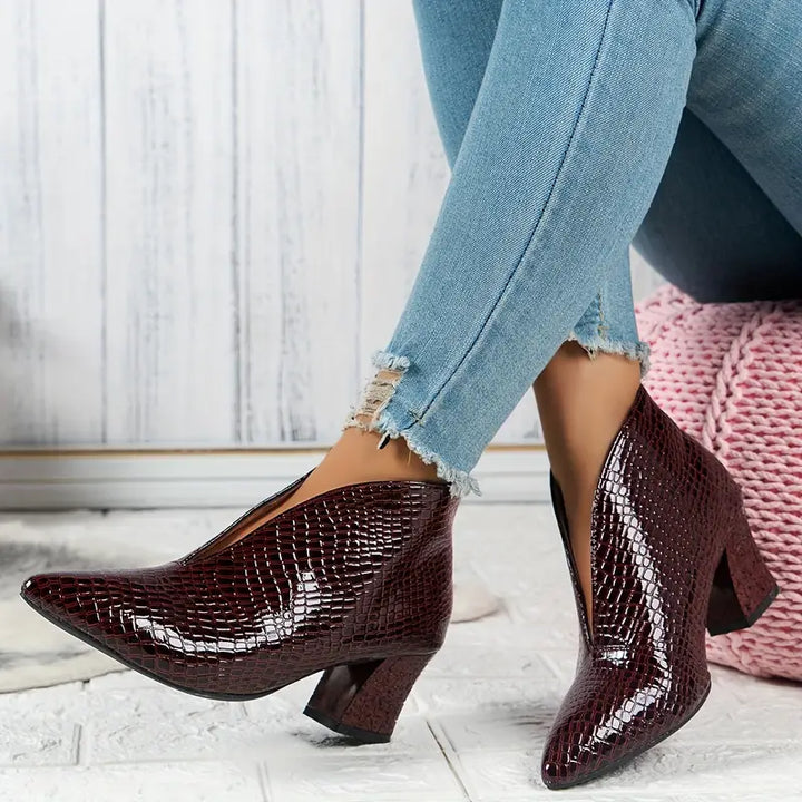 Elara - Textured Ankle Boots