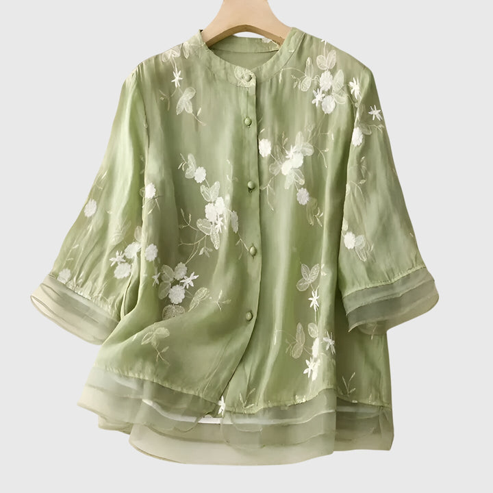 Lucia | Elegant Top with Embroidered Flowers
