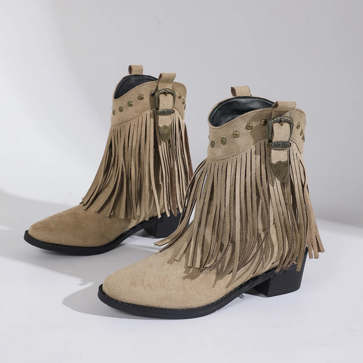 Yvonne - Round Tassels Heeled Boots