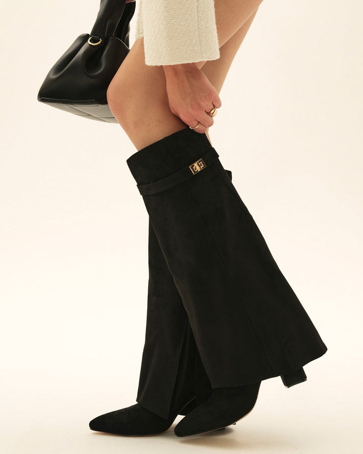 Margaux - Knee-high Suede Boots - Black