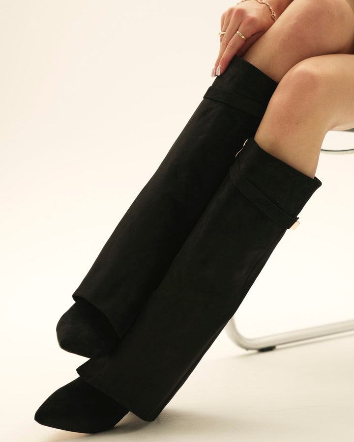 Margaux - Knee-high Suede Boots - Black