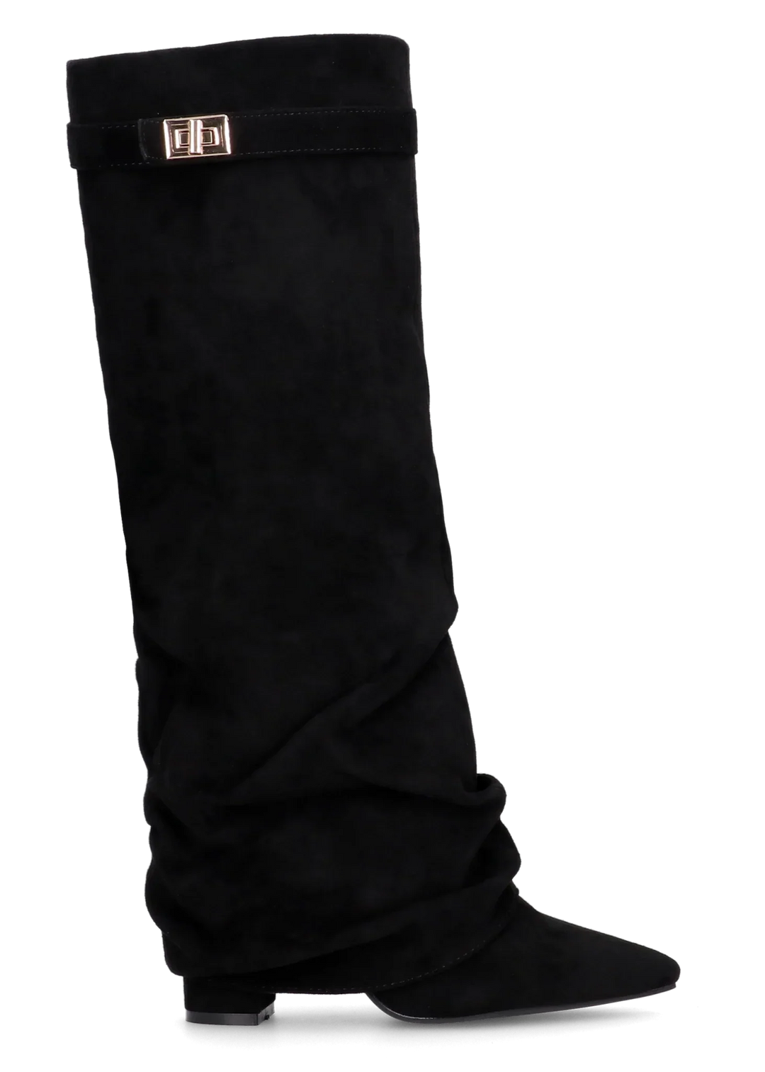 Genevieve - Slouchy Knee-High Suede Boots – Black