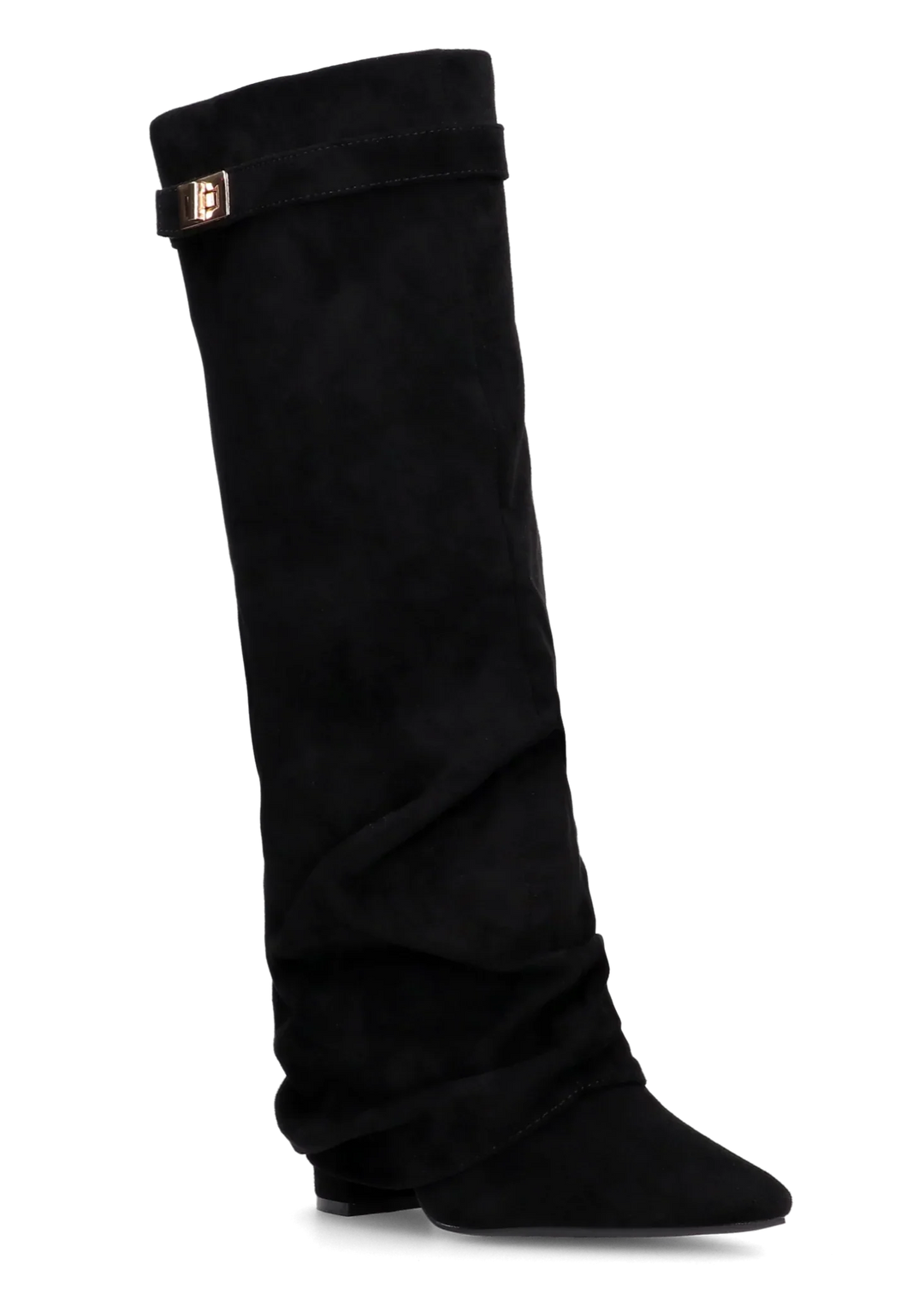 Genevieve - Slouchy Knee-High Suede Boots – Black