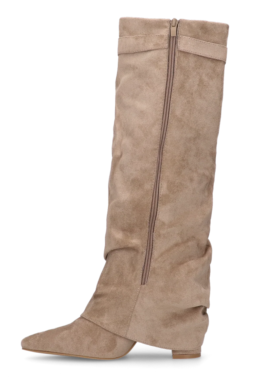 Valentina - Slouchy Knee-High Boots made of Suede - Beige