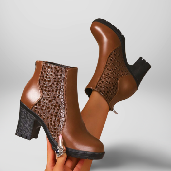 Clara - Textured Heel Boots