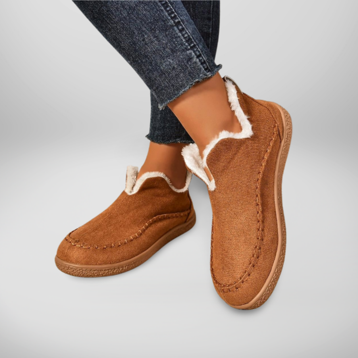 Amanda - Warm Fur Lined Slip-On Ankle Boots