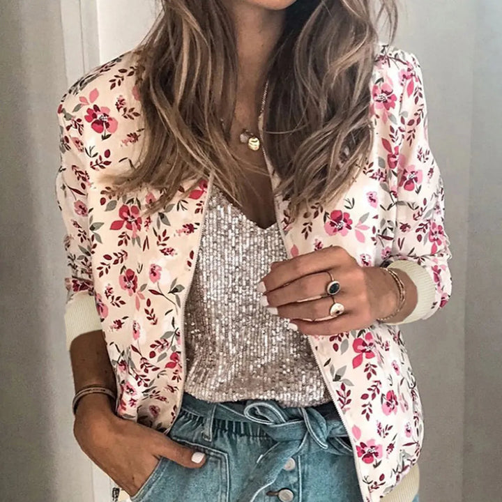 Hazel | Bomber jacket with modern floral print