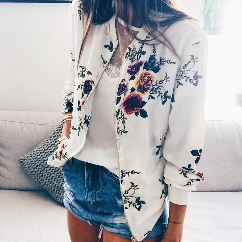 Hazel | Bomber jacket with modern floral print