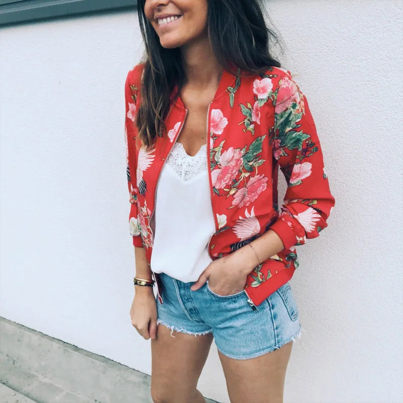 Hazel | Bomber jacket with modern floral print