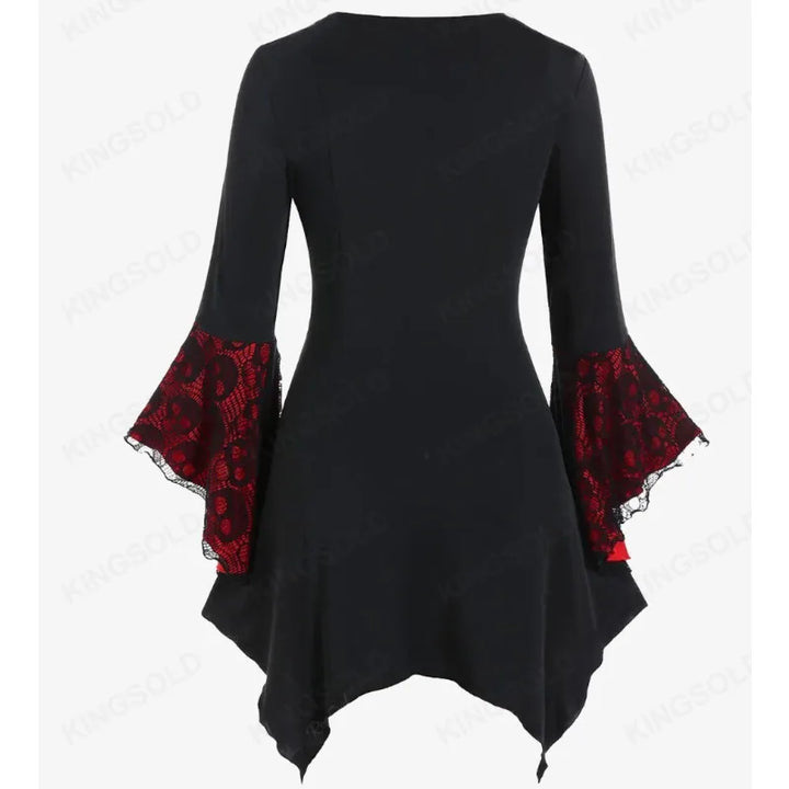 Edna - Halloween Gothic Lace-Up Ruffled Party Dress