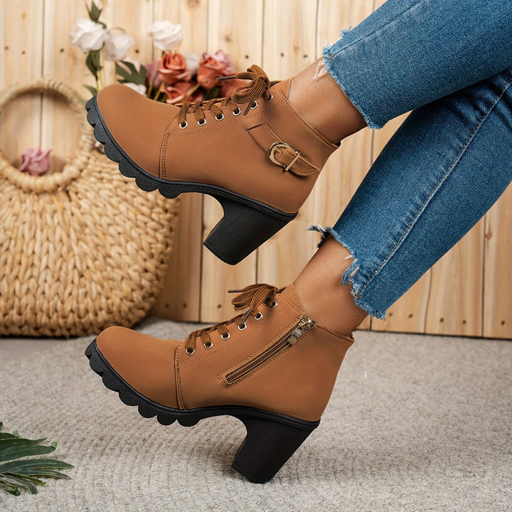 Aria - Lace-Up Heel Boots