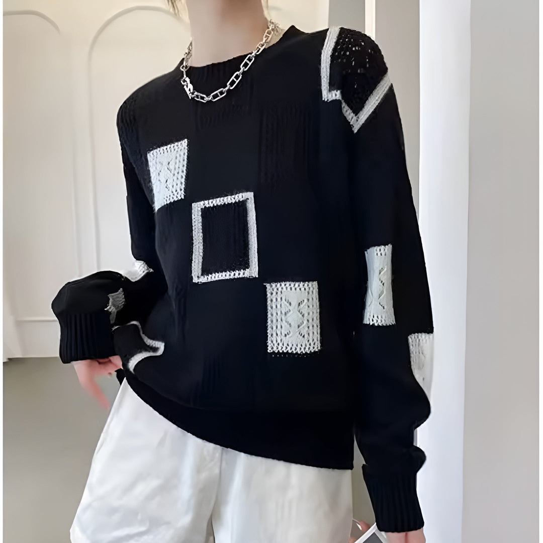 Samantha | Monochrome Patchwork Sweater