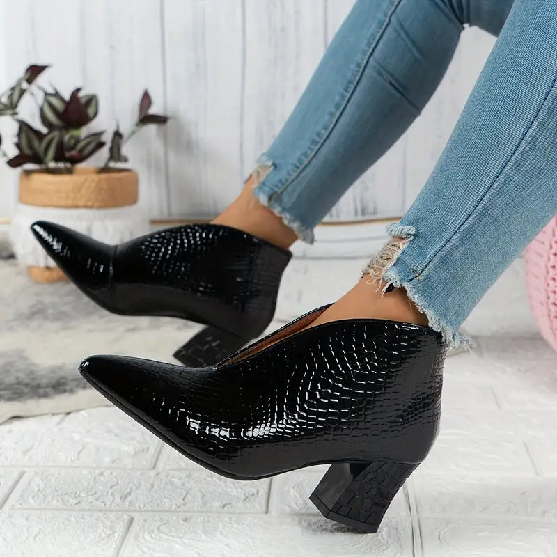 Elara - Textured Ankle Boots