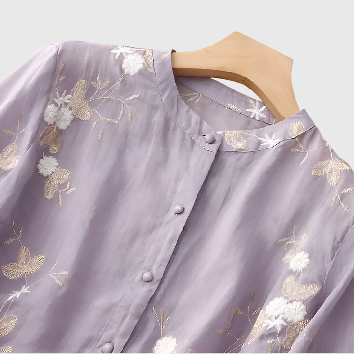 Lucia | Elegant Top with Embroidered Flowers