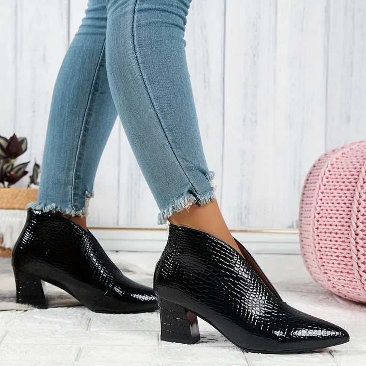 Elara - Textured Ankle Boots