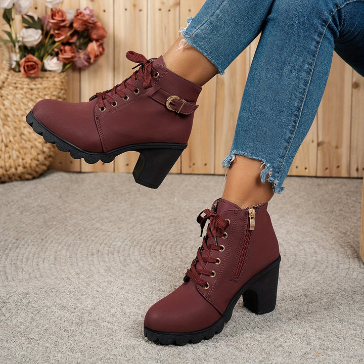 Aria - Lace-Up Heel Boots
