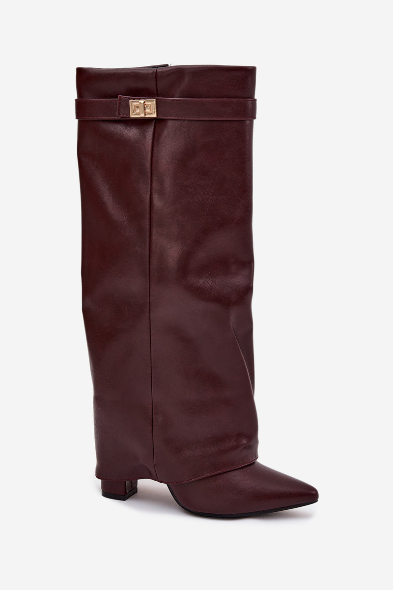 Seraphina - Knee-High Leather Boots - Burgundy