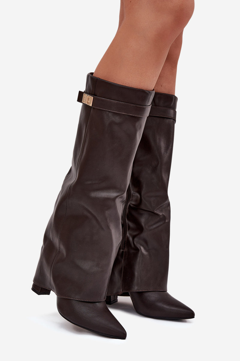Celestine - Knee-High Leather Boots - Brown