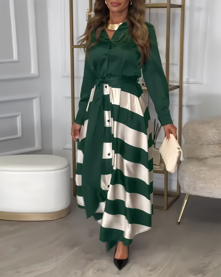 The Clementine | Elegant Striped Maxi Dress