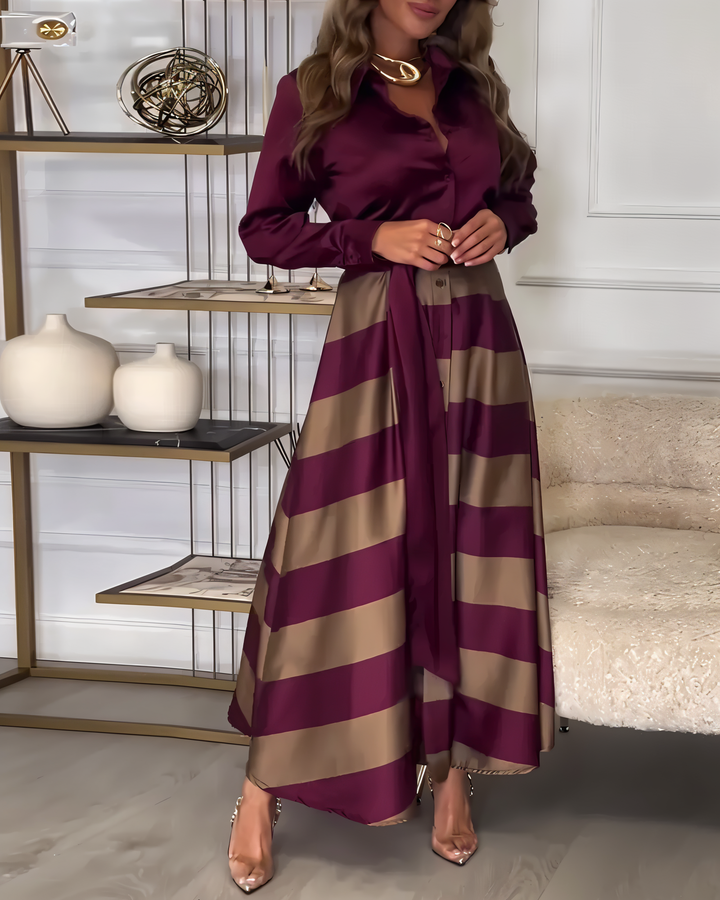 The Clementine | Elegant Striped Maxi Dress