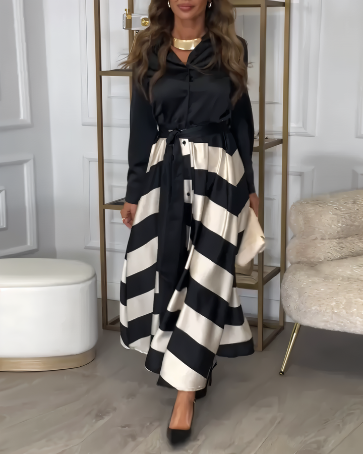 The Clementine | Elegant Striped Maxi Dress