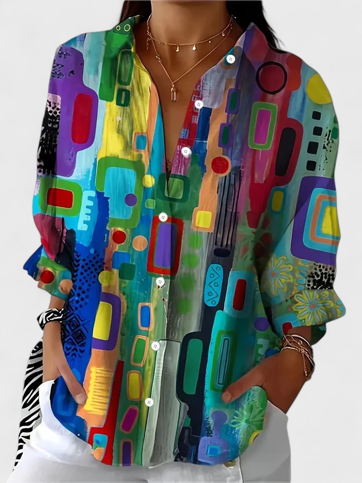 Margot | Elegant Geometric Pattern Blouse